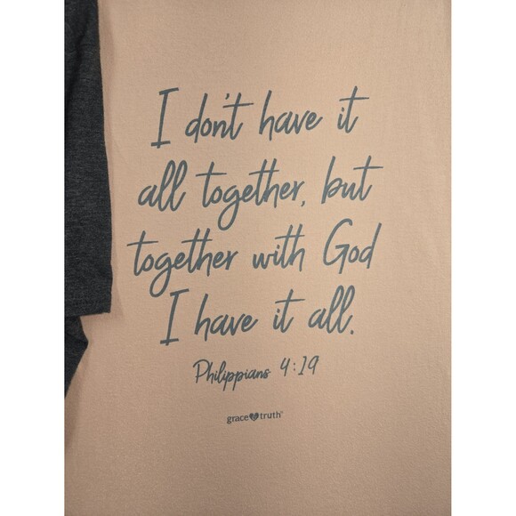 Grace & Truth T-Shirts Lot of 2 Short Sleeve Peach Grey Women's XL Religious God - Picture 2 of 8